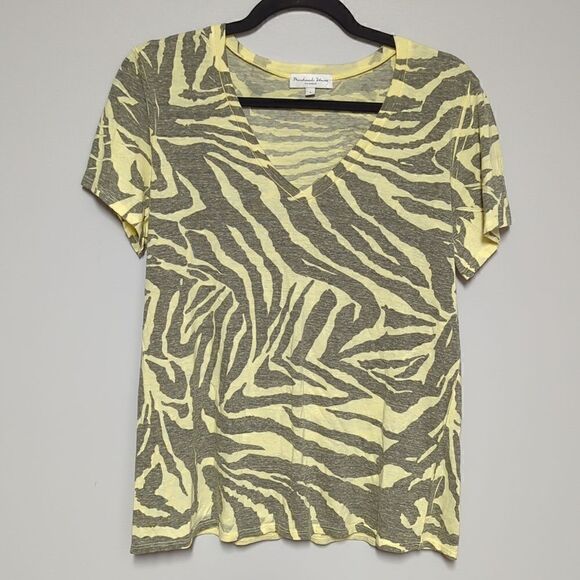 Michael Stars Yellow Zebra V Neck Shirt - Picture 1 of 4